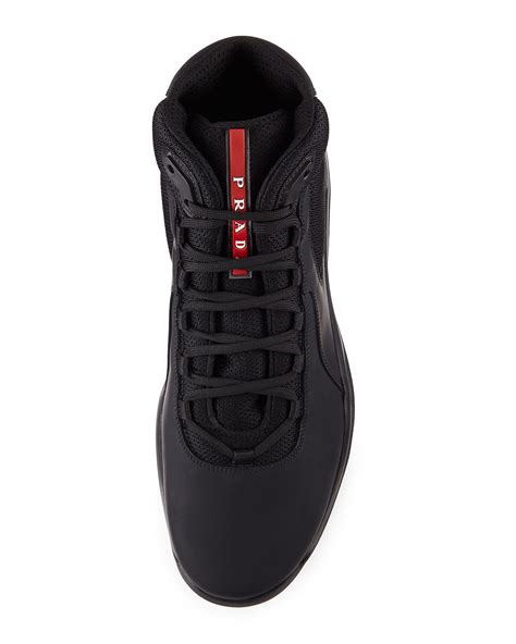 prada americas cup black high top mens sneakers|prada america cups size 14.